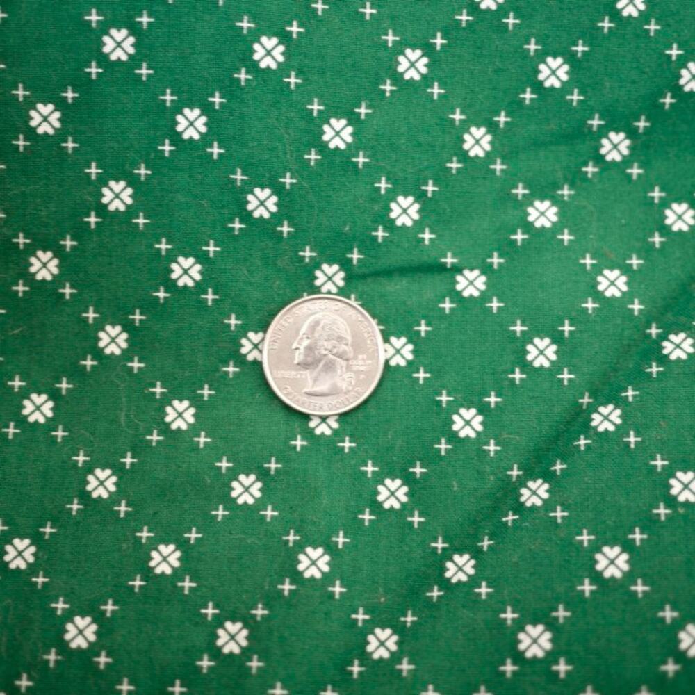 Vintage Marti Michell Green White Floral Pattern Cotton Quilt Fabric Pieces 5.4y